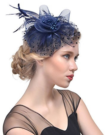 Fascinator Damen Mädchen Feder Blumen Stirnband Haar Clip Vintage Haarschmuck Haarspange Cocktail Tea Party Kirche Haarreif Kopfschmuck Hochzeit Brautschleier Cosplay Karneval Mesh Haar Accessoires