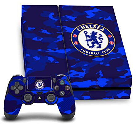 Head Case Designs Offizielle Chelsea Football Club Camouflage Kunst Vinyl Haut Gaming Aufkleber Abziehbild Abdeckung kompatibel mit Sony Playstation 4 PS4 Console and DualShock 4 Controller Bundle