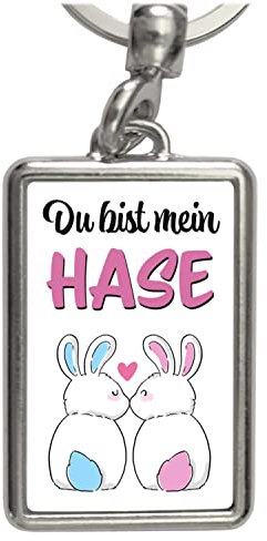 Du bist mein Hase Schlüsselanhänger in rosa ein schöner Schlüsselring als Geschenkidee für verliebte Paare zum Valentinstag oder Geburtstag