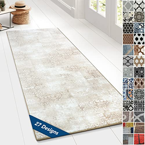 Floordirekt Teppichläufer mit Muster - maßgefertigter Feinschlingen Teppich Läufer für Küche, Flur & Wohnraum - Ornament Vintage Orient Gitter (80 x 150 cm, Davoli)