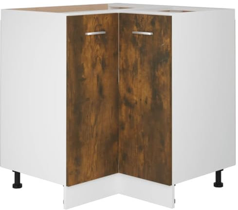 vidaXL Eckunterschrank 2 Regalböden Küchenschrank Eckschrank Küche Küchenmöbel Einbauküche Schrank Räuchereiche 75,5x75,5x81,5cm Holzwerkstoff