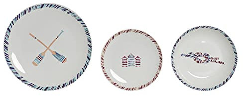 DKD Home Decor Set de vajilla de la Marca, Color Azul y Blanco, de Porcelana (30 x 51 x 29 centímetros)