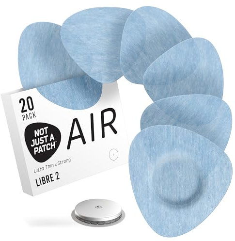 Not Just A Patch Freestyle Libre 2 Covers (20 Pack) - Thin, Strong and Light, Ultra-Long 14 Day Adhesion - Durable Lingo CGM & Libre 2 Sensor & Protector Patches - Air Libre 2 Blue
