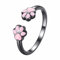 Qings Pfotenabdruck Verstellbare Ring 925 Sterling Silber Tiere Offener Ringe Schwarz Vergoldet Rosa Emaille Katze Ring Schmuck Geschenk für Damen Mädchen