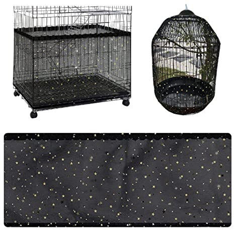 LICHUANUK Vogelkäfig Samenfänger Vogelkäfig Abdeckung Staubdicht, Verstellbaren Seed Catcher, Nylon Mesh Geeignet für Käfige mit einem Umfang von 140-220 cm,schwarz, Sternform(L)