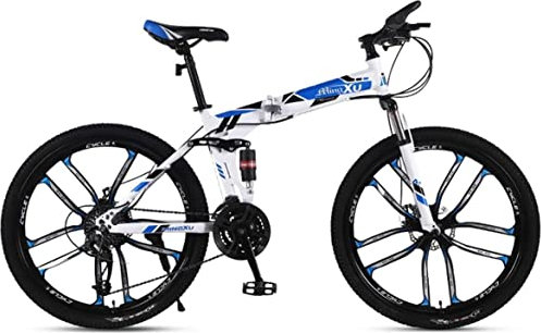 Fahrrad,Mountainbike Kinderfahrräder 21/24/27 Speed Stahlrahmen 26 Zoll 10-Speichen-Räder Federung Faltrad,Blau,27speed