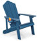 GIANTEX Adirondack Stuhl, Gartenstuhl mit Hochlehner & verstellbarem Getränkehalter, wetterfester Balkonstuhl für draußen, belastbar bis 170kg, 85 x 77 x 94 cm (Blau)