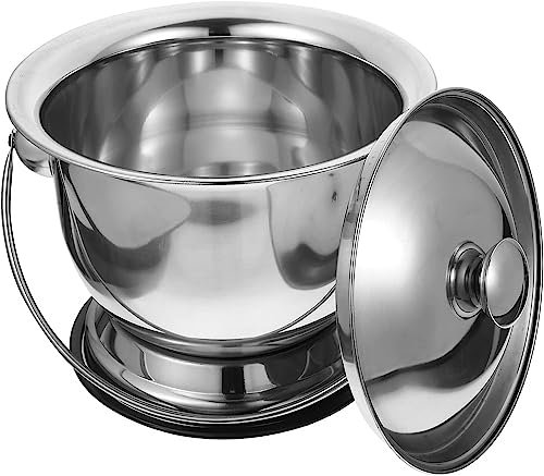 Pot de chambre de toilette portable en acier inoxydable avec couvercle Pots d'urine Bac à urine Bouteille Pot de toilette Seau à pipi pour adultes Pot de chambre de toilette portable