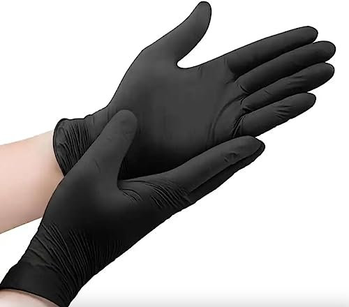 RAP Gloves Professional Black Nitrile Powder Free Multi Purpose Gloves Disposable, Extra Strong Disposable Examination Gloves, Surgical Powder Free Disposable Nitrile Gloves (L - Pack of 1000)