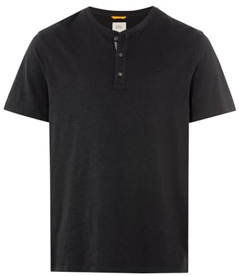 camel active Herren Kurzarm Henleyshirt aus Reiner Baumwolle Dunkelgrau, Menswear-XL