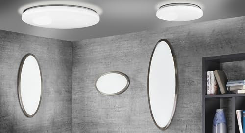 KHG Smart Home-Deckenleuchte oval 100 cm in weiß, dimmbar, Farbtemperatur CCT (Weißspektrum) 2700-6500K, Sprachsteuerung, Fernbedienung, WLAN, 1.800 lm lm Lichtleistung für Wohn- und Esszimmer