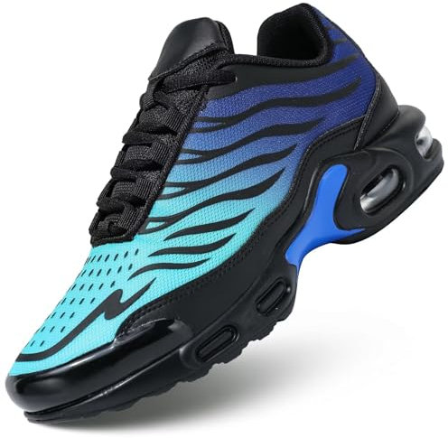 Herren Laufschuhe Air Low Top Schuhe für Männer Basketball Sneakers Mode Tennis Sport Fitness Cross Sneaker, Black Cyan, 42.5 EU