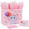 Jaywayang 32 cm große Geschenktüte für Mädchen mit Seidenpapier und Grußkarte für Babyparty, Geburtstag, neue Eltern und mehr.