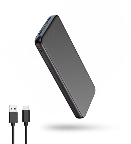 VANYUST Tragbares Ladegerät, 10000mAh 5V/3A Power Bank, USB-C In&Out Schnellladeakku Pack, Externe Powerbank Kompatibel mit iPhone 16 15 14 13 12 Samsung S22 S21 Google iPad usw (Orange)