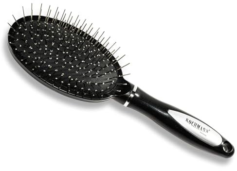 Kochmann Haarbürste ohne mit Ziepen für Damen, Herren und Kinder – Entwirrbürste für Locken und lange Haare, sanfte Pflege für geschmeidiges Haar (Schwarz-ohne-Ziepen 1Stück)