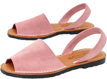 Semplice Sandales Menorquina pour femme, rose, 40 EU Ancho