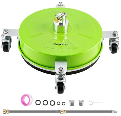 Bestyou 14 Pressure Washer Surface Cleaner with 4 Wheels, Stainless Steel Surface Cleaner, Pressure Washer Accessories for Concrete, Patio, Sidewalk, Deck and Driveways-Green