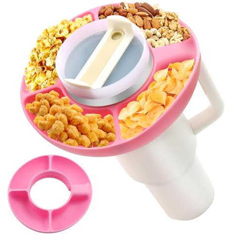 Pgtc Stanley Becher 30/40 oz Snack-Schale,Wiederverwendbare große Kapazität Stanley Becher 1200ml Nonpareil Snack-Tablett mit Griff,Nonpareil Stanley Cup Accessory Snack Ring (Rosa, 30 oz)