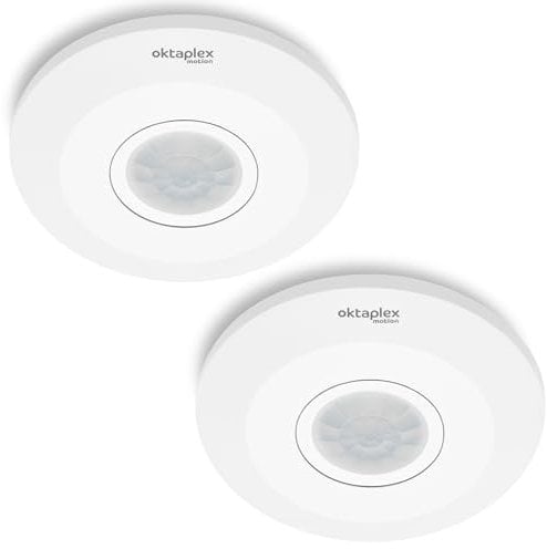 Oktaplex Ina 2er Set Bewegungsmelder Innen 360 Grad 8m Reichweite PIR-Sensor Deckenmontage LED geeignet weiß Aufputz 230V