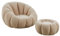 cosyou Sessel mit Hocker weicher Teddystoff - runder Fernsehsessel für Wohnzimmer & Schlafzimmer, Relaxsessel drehbar für entspannte Abende beige weiß rosa - jetzt Farbe wählen (Beige)