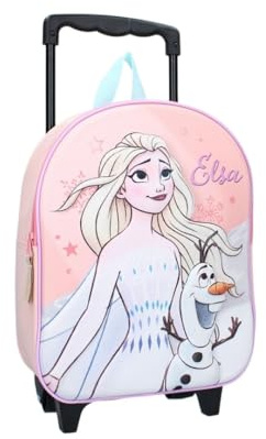 mybagstory Rucksack für Kinder – Trolley – Die Königin der Beigen – 3D – Rosa – Kinder – Schule – Kindergarten – Kindergarten – Mädchen – Größe 32 cm – verstellbare Träger – Rollen – Geschenkidee