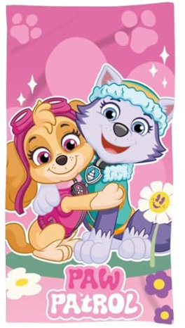 Paw Patrol Strandtuch in Rosa für Kinder aus Microfraser, 70cm x 140cm