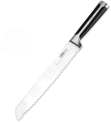 volumoon Coltello per Pane, Coltello da Cucina in Acciaio Inox, Coltello da Pane Professionale con Lama Forgiata Seghettata, Nero Coltelli da Cucina per Tagliare Pane, Verdure, Prodotti da Forno