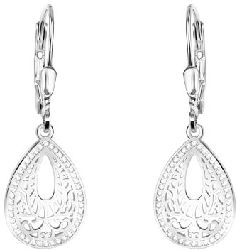 SOFIA MILANI - Damen Ohrringe 925 Silber - mit Zirkonia Steinen - Ovales Ornament Ohrhänger - E2924