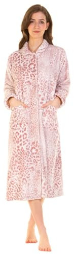 Undercover Robe de chambre pour femme en polaire corail doux avec boutons, Animal rose., M-L