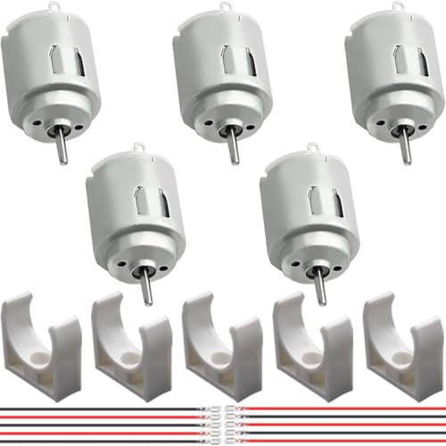 JYUDAUFU 5 Pcs 140 Micro Motor DC 3 V 14000 RPM Mini/Small Electric Round Shaft Motor with Bracket with Spring Wire, for RC Toy Boat Car/Airplane Model/UAV/Test/DIY/for Arduino