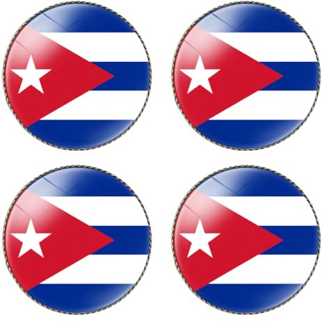 HSQCEZ 4 pines redondos de bandera de Cuba de 1 pulgada, pines de solapa para sombrero, ropa, mochila, broche de bandera de Cuba, accesorios de fiesta, accesorios patrióticos para hombres y mujeres, 1