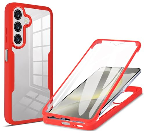 360 Grad Hülle Kompatibel mit Samsung Galaxy A16 | Handyhülle mit eingebautem Displayschutz für Galaxy A16 | Rot