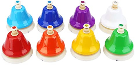 Buntes 8-Noten-Handglocken-Set – Entsprechende Noten- und Skalenposition für Einfaches Spielen – Gestimmt – Ideal für Musiklehre und -Lernen – Geeignet für Kindergärten und