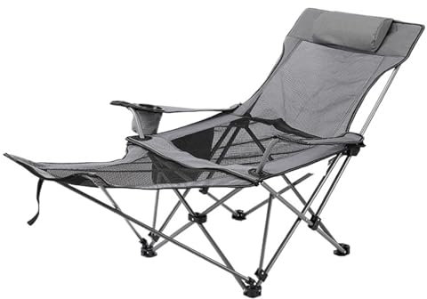 JINSHENGXINA Outdoor Klappstuhl Camping Tragbarer Strand Kleine Bank Zurück Angelstuhl Klappbett Büro Mittagspause Liege(Gray)