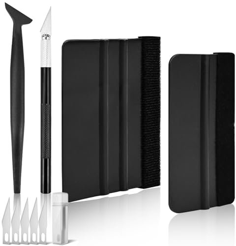qingmeng 9 Stück Rakel für Folie, Folierungs Werkzeug, Folienrakel, Rackelset Folie, Rakelset zum Folieren, Filzrakel für Autofolie Fensterfolie Klebefolie Fenster Küchenfolie Möbelfolie Selbstklebend
