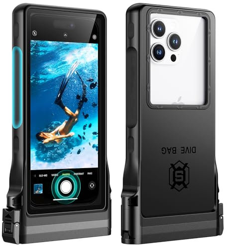 Lanhiem wasserdichte Handyhülle Universelle, Professionelle IPX8 Wasserfeste 15M Tauchen Handytasche [Unterwasser Touchscreen] Case für iPhone Samsung Google Xiaomi und 4.7-6.9'' Handy, Schwarz