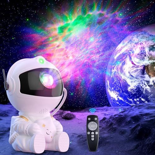 Proiettore cielo stellato astronauta, proiettore LED Galaxy per bambini con 8 modalità e rotazione a 360°, proiettore stellato/planetario, luce notturna, telecomando e timer, regalo per bambini e