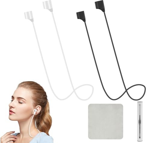 HOTUT Anti Verlust Ohrhörer Schlüsselband, 2 Stück Magnetic Kopfhörer Lanyard Strap Zubehör Kompatibel mit AirPods, Halteband aus weichem Silikon für Laufen, Fitness
