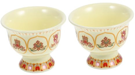 ABOOFAN 2stücke Keramik Opferschale Kleine Schalen Mit Glücksmustern rutschfest Anti-Skid Bodendekoration Für Meditation Altar Und Ritual Zubehör