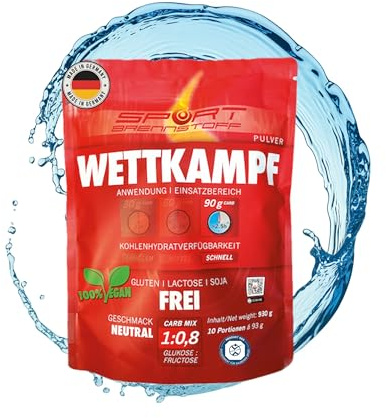 SportBrennstoff WETTKAMPF – Energiepulver für Ausdauersport, Dual-Source Kohlenhydrate, Glukose-Fruktose 1:0,8, schnelle & langanhaltende Energie, optimal für Marathon, Triathlon & Wettkämpfe
