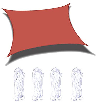Voile d'ombrage rouge de 4 x 5 m – Voile d'ombrage imperméable et anti-UV pour jardin, terrasse, jardin, pergola, abri extérieur, tonnelle, pare-soleil