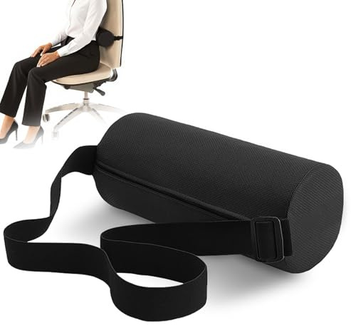 SMYJDMM Bolster Pillow, 28 x 12cm Lumbar Pillow from Foam | Lumbar Roll Pillows Length Back Support Roll Ergonomic with Removable Washable Cover Strap for Office Car