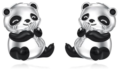 Flpruy Panda-Geschenke für Mädchen, 925er Sterlingsilber, Panda-Ohrringe für Mädchen, süße Tier-Ohrstecker, Schmuck, Kindertagsgeschenk für Frauen, Tochter