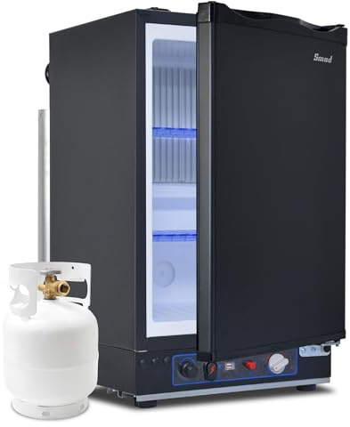 Smad Camping Fridge 40L, 3 Way Fridge Camping Gas 12V 240V, Slient | for Caravan, Campervan, Van, Motorhome, Garage, Truck, Tent, RV, Mobil-Home, Black