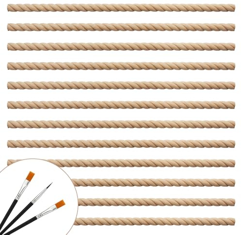 JSIWOTH 12 Stück Holz Zierleisten Twist Design, Unfinished Holzleisten für Wand, Möbel, Fenster, Türen, DIY Dekoration & Rahmenleisten (40x1.5×0.7 cm)