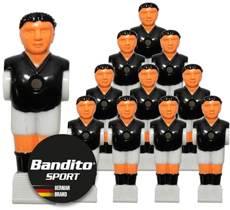 Kickerfigur Profi, 2-farbige Soccer-Figur universell passend für alle Tischkicker-Stangen mit Ø 16 mm, gerillte griffige Fußfläche, robust, Team Set mit 11 St. in 5 Trikot-Farben