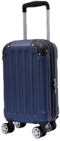 Boleedy Handgepäck Koffer, 40X25X20cm, Leichter Trolley Reisekoffer, Hartschalen Koffer, Luggage Set für Ryanair & Easyjet Flugzeug (DUNKELBLAUER, S)