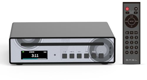 SMSL VMV PL100 PRO HiFi CD Player for Home, Car CD Player, Dual CS43131 Chip MQA Decoding CD Transport, RCA/XLR/3.5 mm/4.4 mm Balanced Headphone/Optical/Coaxial Digital Output Preamp (Black)