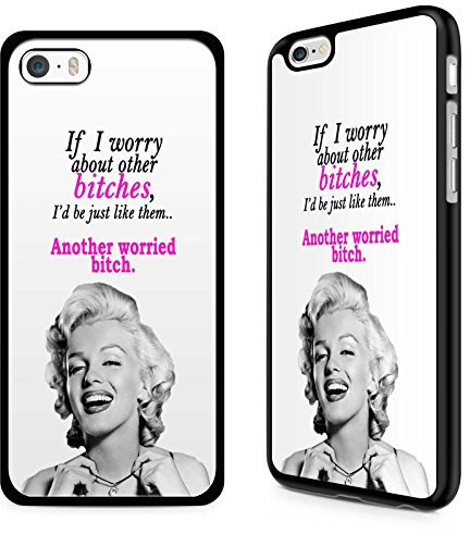 Gadget Zoo® Handyschutzhülle mit berühmten und motivierenden Zitaten, für iPhone 4 4S 5 5S 5 C 6 6S Plus, schwarz, plastik, Marilyn Monroe If I worry, iPhone 6 6s Plus