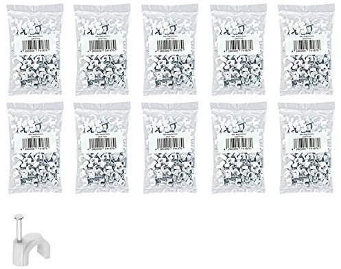 Nagelschelle 7mm 1000x Kabelschelle weiss allzweck Nagelschellen Rundschelle Kabelbefestigung Kabel Befestigung Nagel universal 7 mm ARLI 1000 Stück weiß